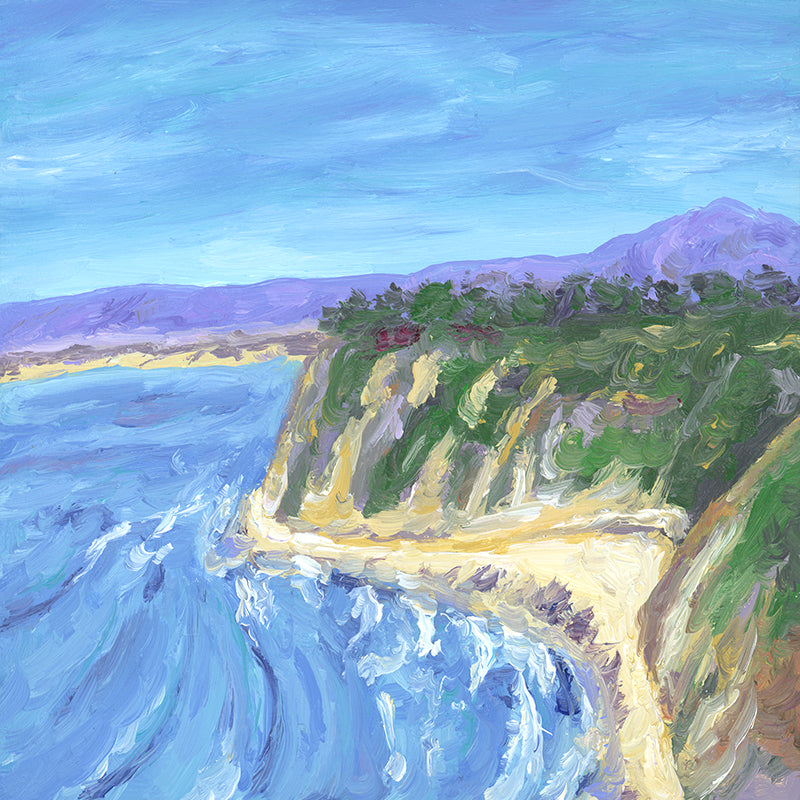Original oil painting of beach landscape.