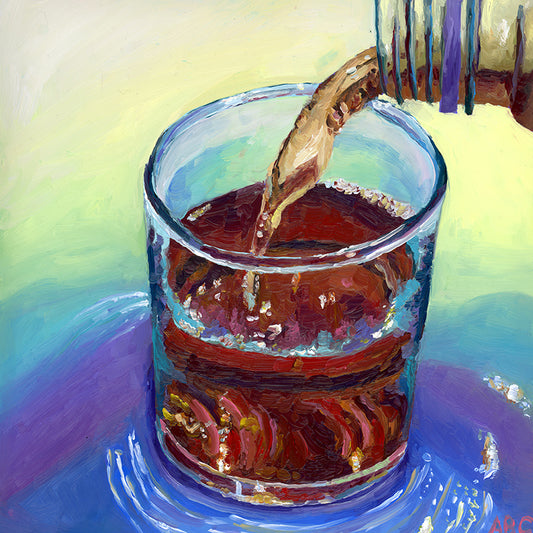 Peach Iced Tea - 8x8 - oil on panel