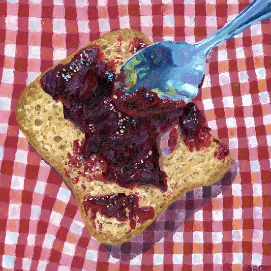 Fine art print of Toast with Raspberry Jam oil painting.