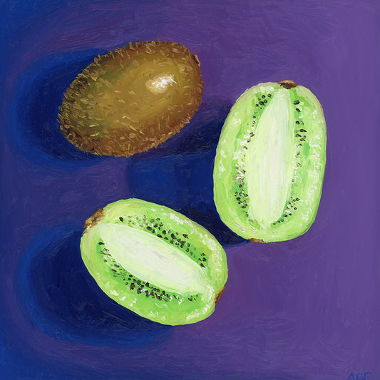 Fine art print of Purple Kiwis oil painting.