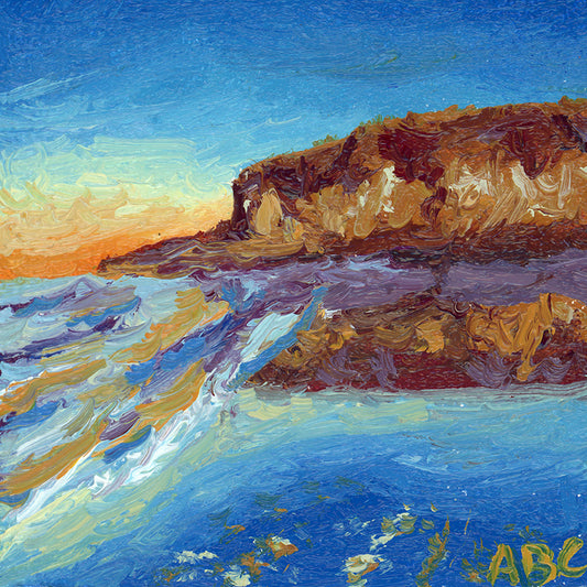 Teeny Leadbetter Beach - 2x2 - oil on panel - magnet oil painting