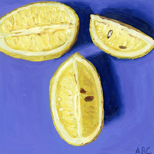 Fine art print of Purple Lemons oil painting.