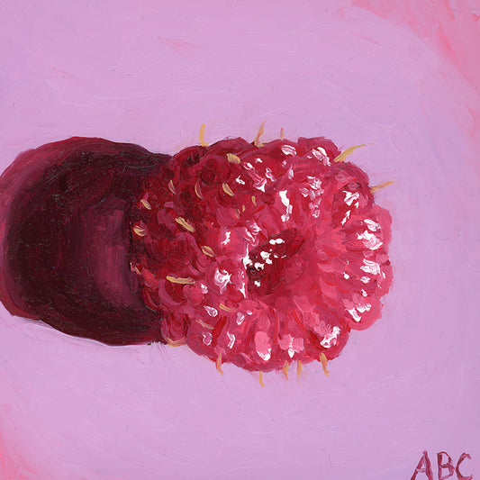 Fine art print of Lil Raspberry oil painting.