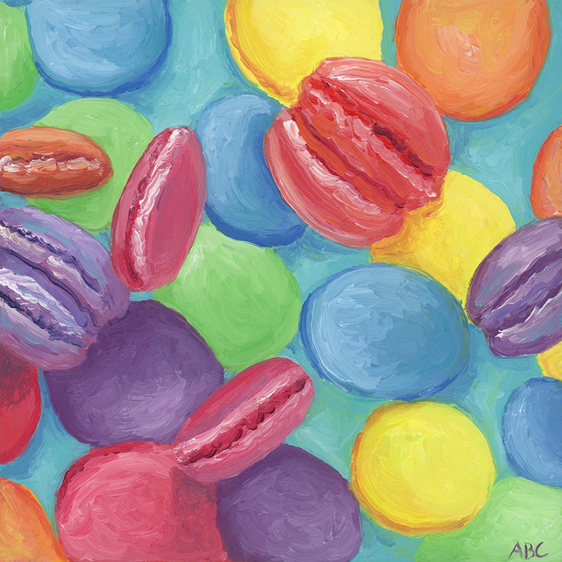 Rainbow Macarons - 6x6 - oil on panel