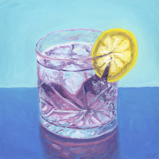 Fine art print of Pink Lemonade Margarita oil painting.