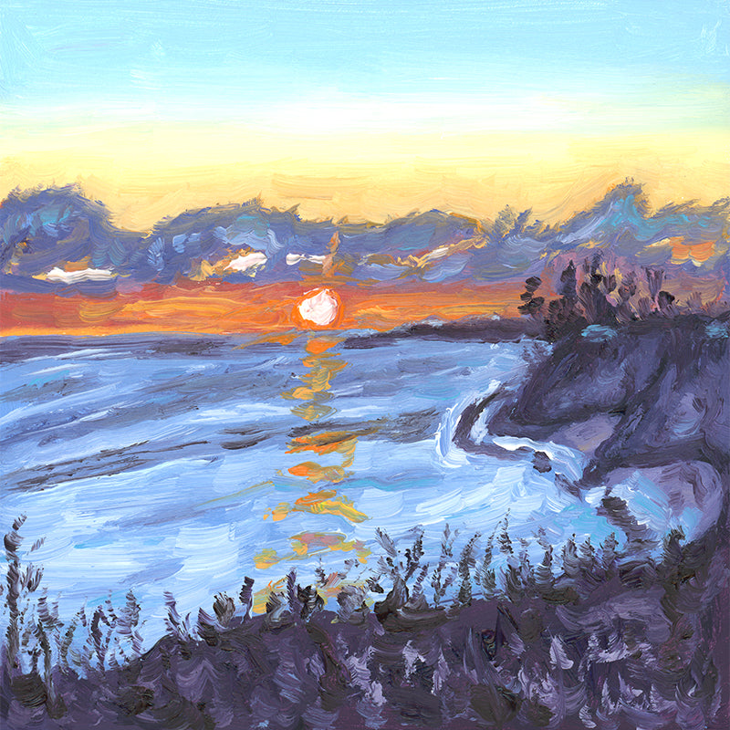 Lil More Mesa Sunset  - 4x4 - oil on panel