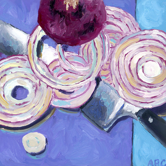 Fine art print of Purple Red Onions oil painting.