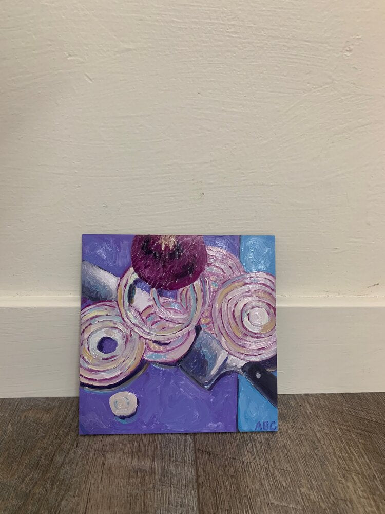 Purple Red Onions - 6x6 - oil on panel