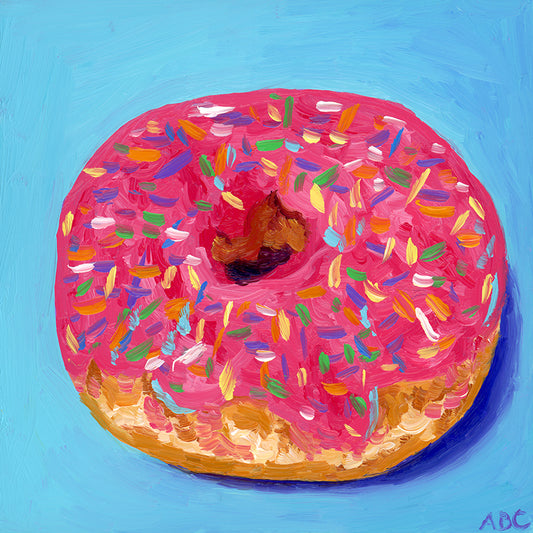 Fine art print of Lil Pink Donut oil painting.