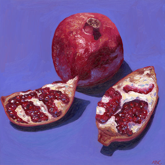 Fine art print of Purple Pomegranate oil painting.