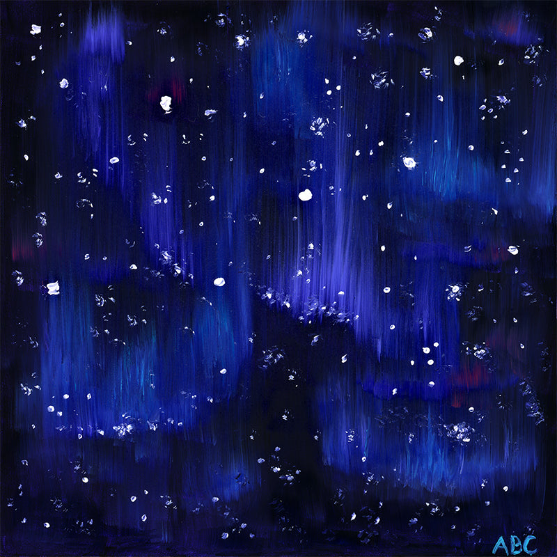 Original oil painting of star galaxy scene.