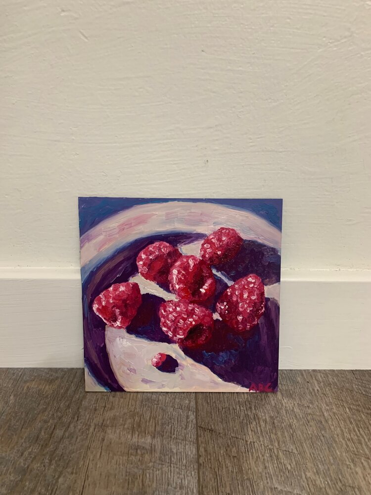 Purple Raspberries - 6x6 - oil on panel