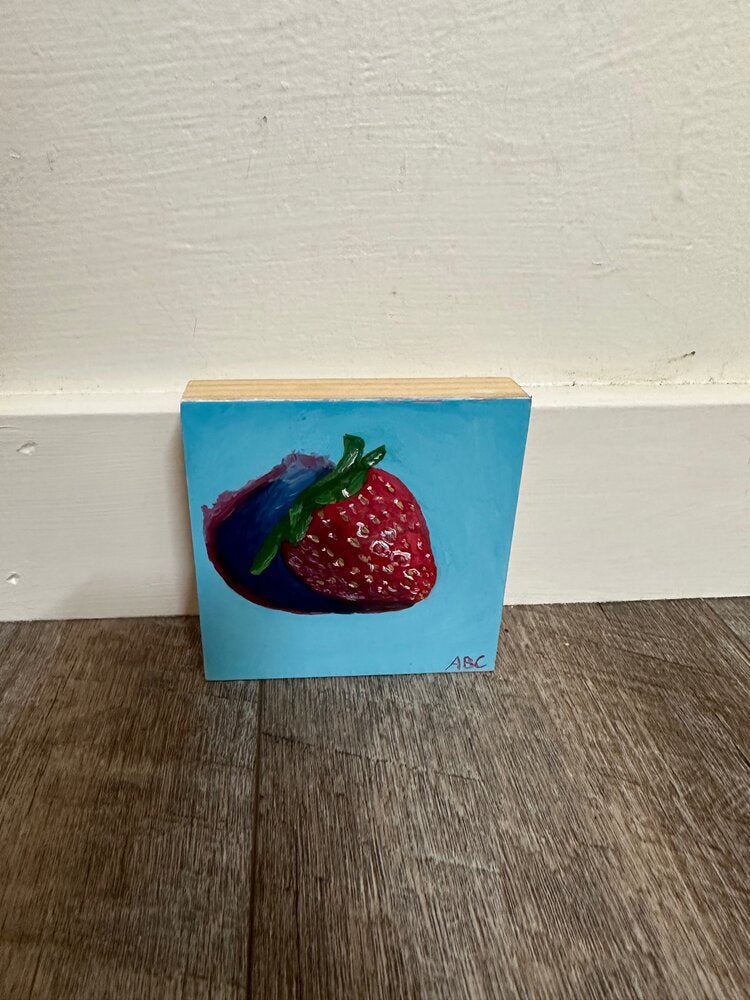 Lil Strawberry - 4x4 - oil on panel