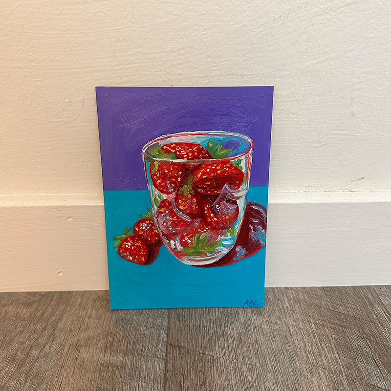 Strawberry Cup - 5x7 - oil on panel