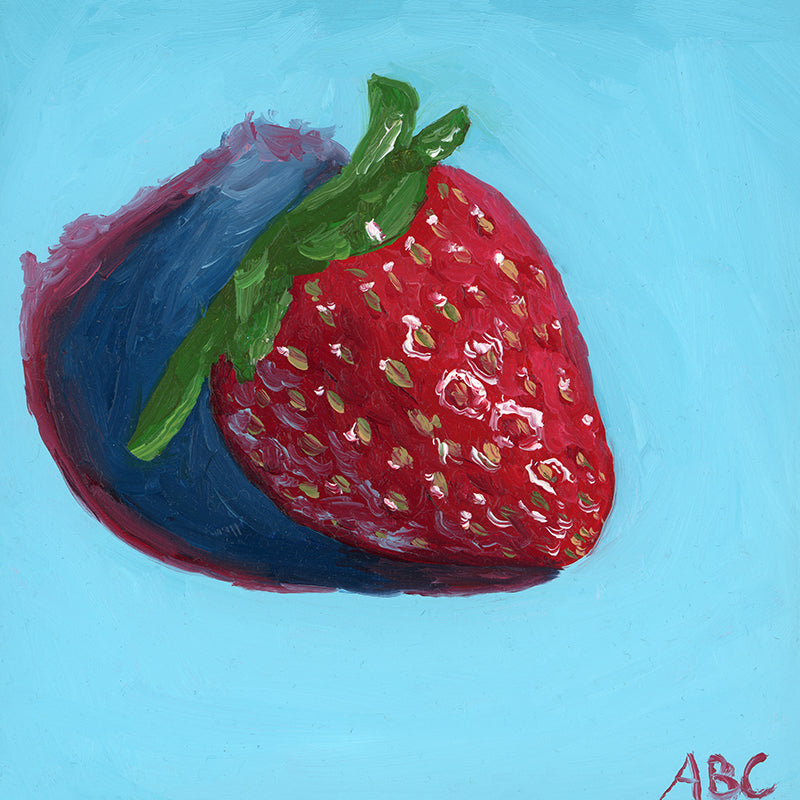 Lil Strawberry - 4x4 - oil on panel