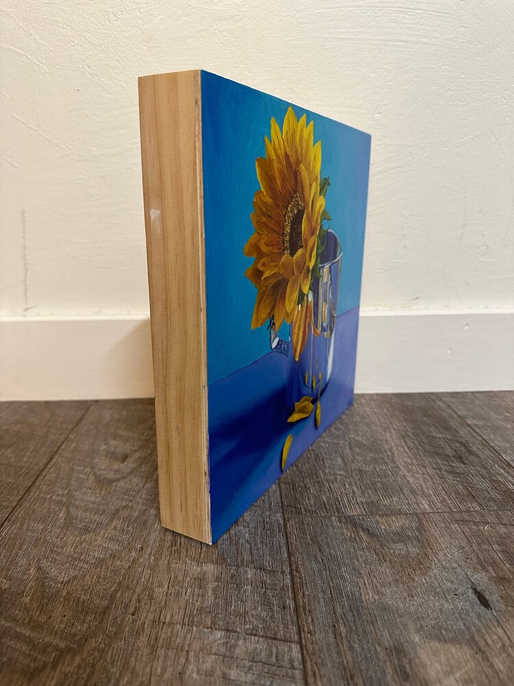 Tin Sunflower - 10x10 - oil on panel