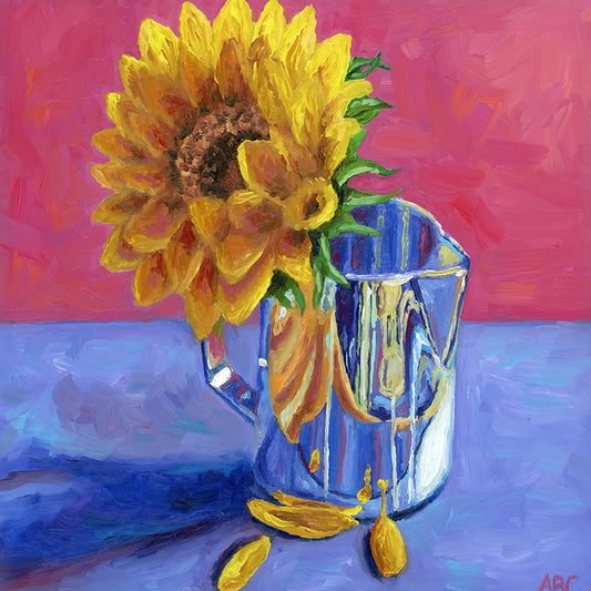 Sunflower Reflection - 8x8 - oil on panel