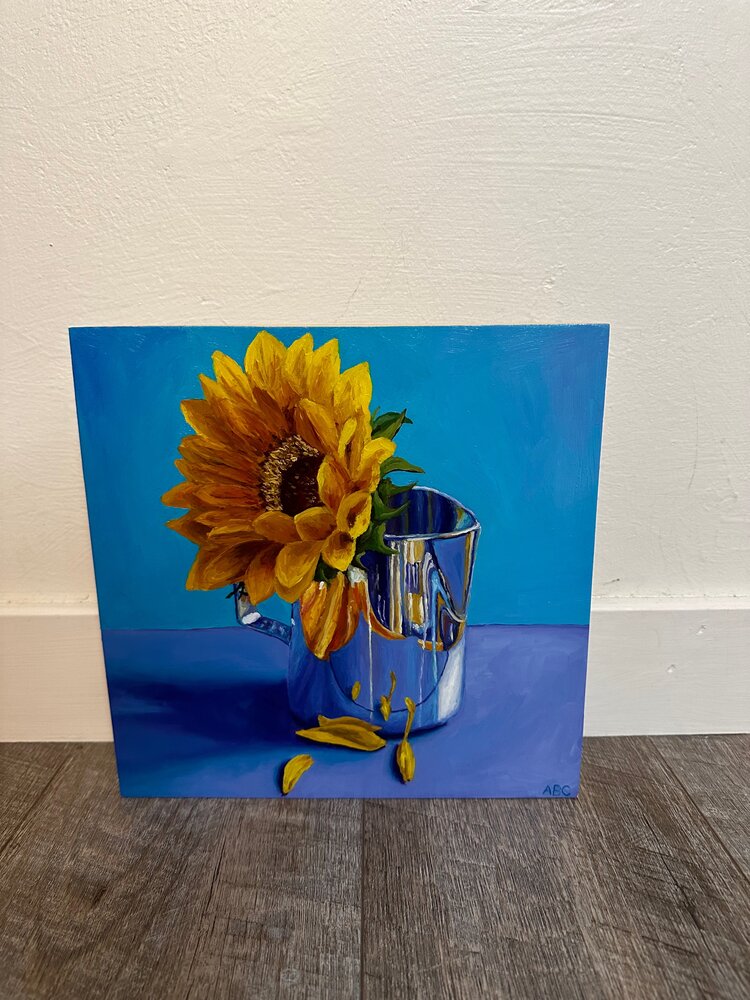 Tin Sunflower - 10x10 - oil on panel