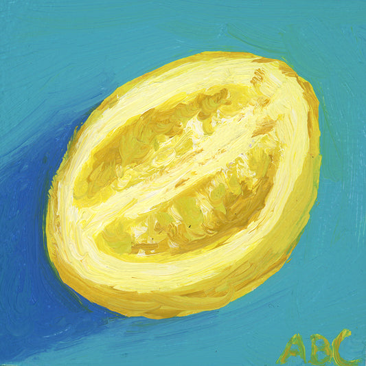 Original oil painting of a little lemon.