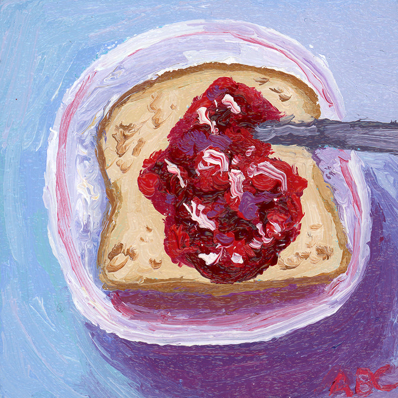 Teeny Jam Toast - 2x2 - oil on panel - magnet oil painting
