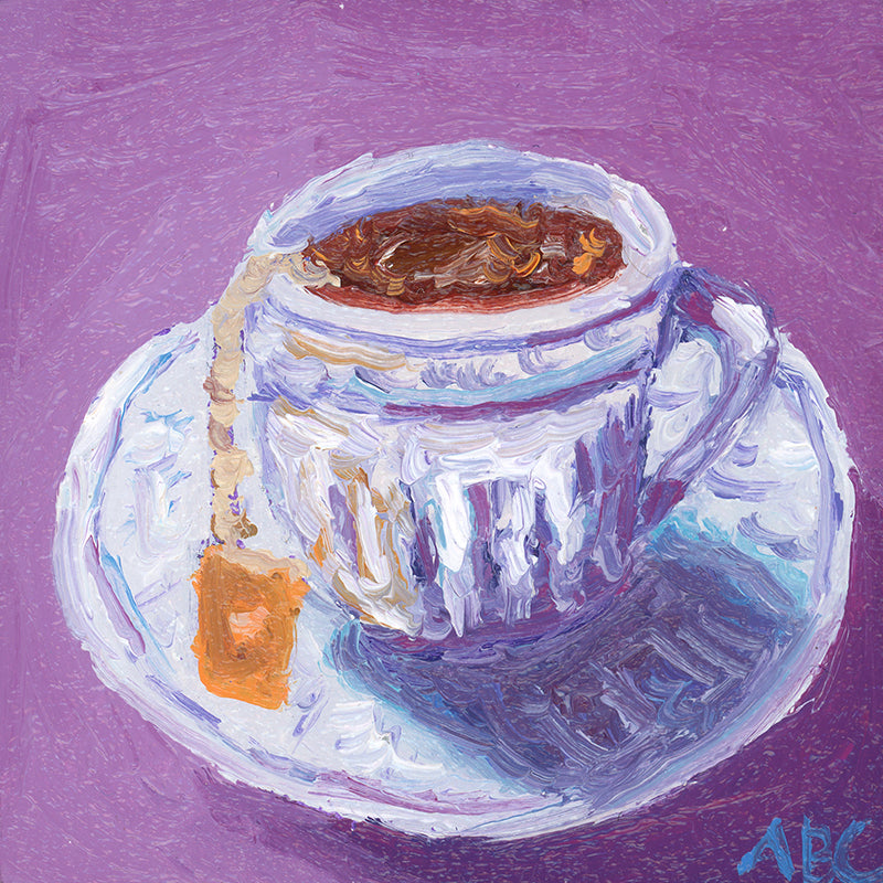 Original oil painting of a little tea cup.