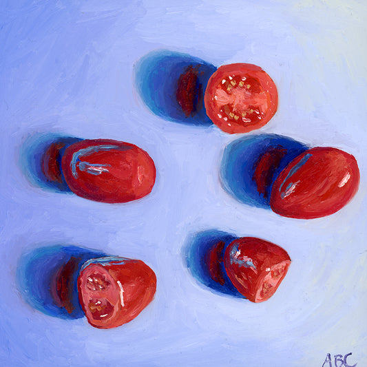 Original oil painting of cherry tomatoes.