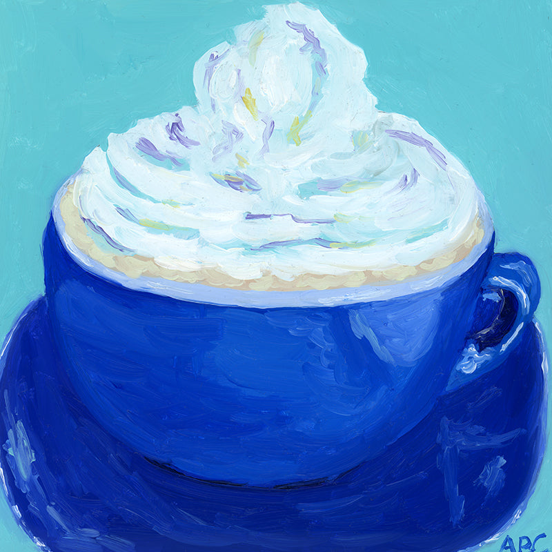 Blue Whip Cream Latte - 6x6 - oil on panel