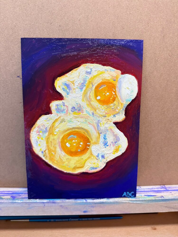 Yummy Eggs - 5x7 - oil on panel